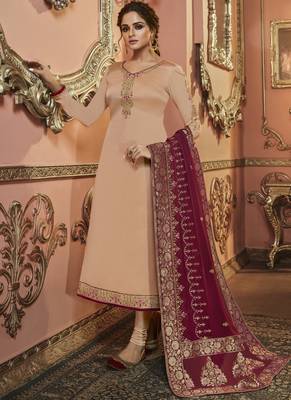 Light Peach Georgette Party Wear Salwar Kameez 1