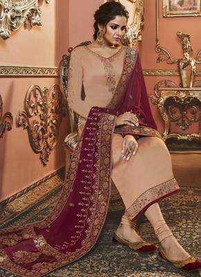 Light Peach Georgette Party Wear Salwar Kameez 2