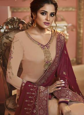 Light Peach Georgette Party Wear Salwar Kameez 3