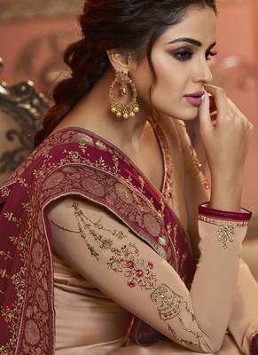 Light Peach Georgette Party Wear Salwar Kameez 4