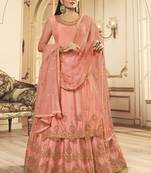 Peach Net Pakistani Salwar Kameez