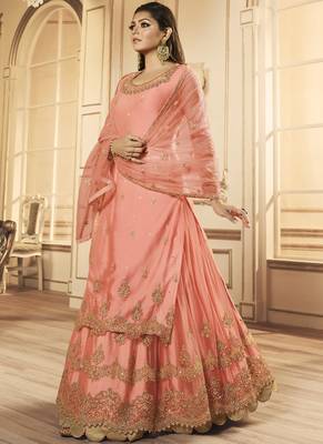 Peach Net Pakistani Salwar Kameez 2