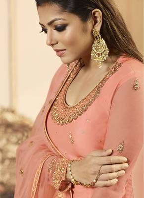 Peach Net Pakistani Salwar Kameez 4