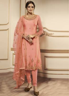 Peach Net Pakistani Salwar Kameez 5