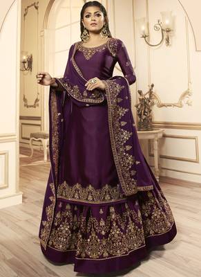 Dark Purple Georgette Pakistani Salwar Kameez 1