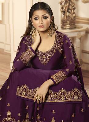 Dark Purple Georgette Pakistani Salwar Kameez 3