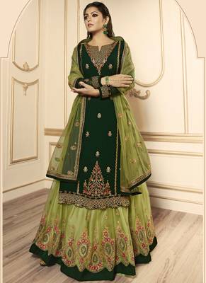 Dark Green Georgette Pakistani Salwar Kameez 1