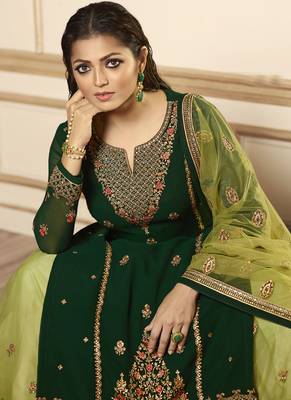Dark Green Georgette Pakistani Salwar Kameez 3