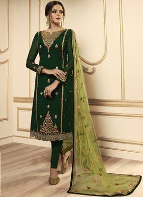 Dark Green Georgette Pakistani Salwar Kameez 4
