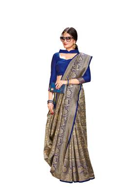 blue woven banarasi saree with blouse 1