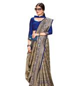 blue woven banarasi saree with blouse
