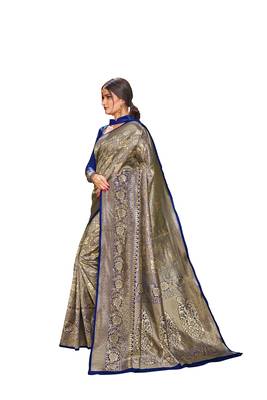 blue woven banarasi saree with blouse 2