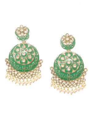 Traditional Gold Plated Kundan & Meenakari Chandbali Earrings For Women And Girls 1