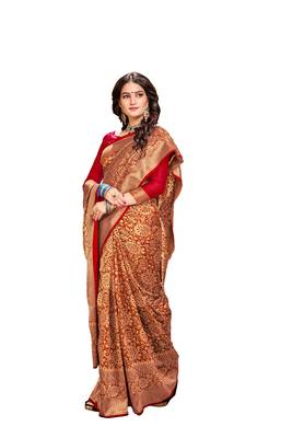 red woven banarasi saree with blouse 1