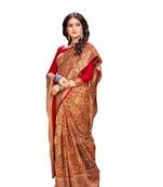 red woven banarasi saree with blouse