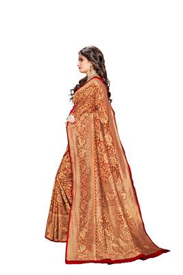 red woven banarasi saree with blouse 2