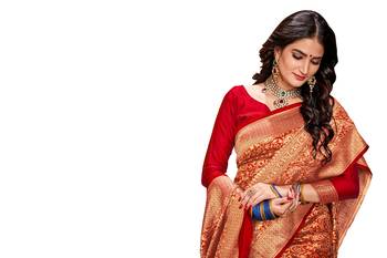 red woven banarasi saree with blouse 4