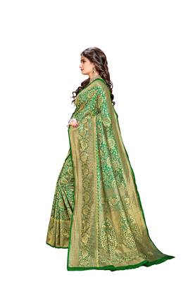 green woven banarasi saree with blouse 2