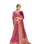 pink woven banarasi saree with blouse