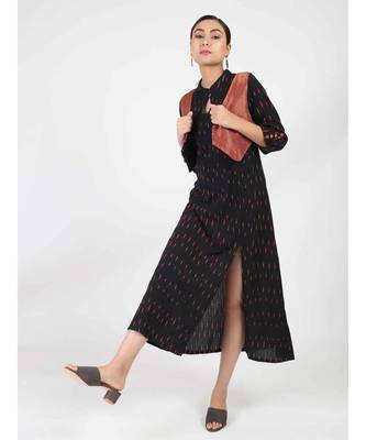 Black Long A-Line Cotton Kurti 1