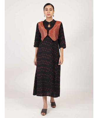 Black Long A-Line Cotton Kurti 2