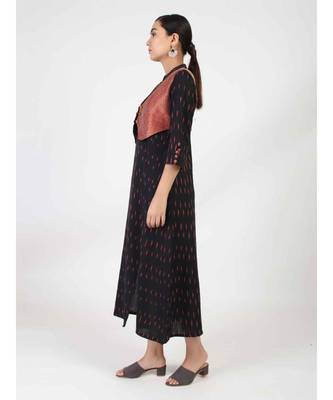 Black Long A-Line Cotton Kurti 3