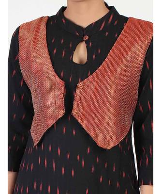 Black Long A-Line Cotton Kurti 4