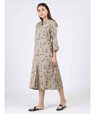 Grey Cotton Straight Kurti With Front Slit 3