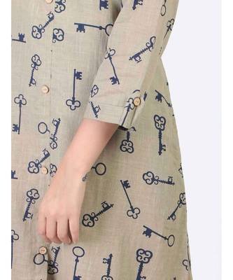 Grey Cotton Straight Kurti With Front Slit 5