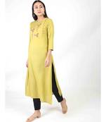 Lemon Long Kurti With Side Slit