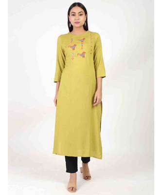 Lemon Long Kurti With Side Slit 2