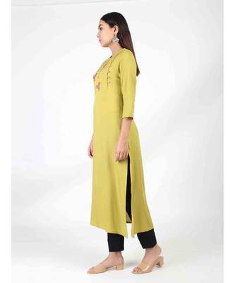 Lemon Long Kurti With Side Slit 3