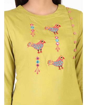 Lemon Long Kurti With Side Slit 4