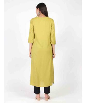 Lemon Long Kurti With Side Slit 5