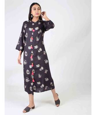 Black Long Printed Kurti 1