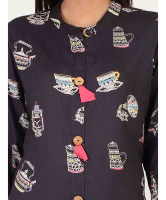 Black Long Printed Kurti 4