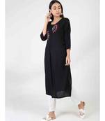 Black Long Cotton Kurti With Side Slit