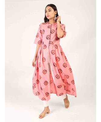 Pink Long Printed Gown 1