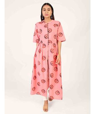 Pink Long Printed Gown 2