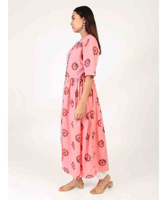 Pink Long Printed Gown 3
