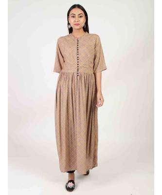 Brown Long Gown With Chinese Collar 2