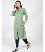 Green Straight Kurti With Chinese Collar