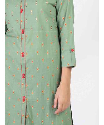 Green Straight Kurti With Chinese Collar 5
