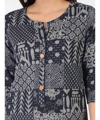 Blue long Cotton Kurti With Tussle 4