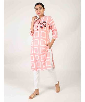 Light Pink Straight Kurta With Side Slit 1