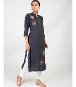 Black Straight kurta With Embroidery Work