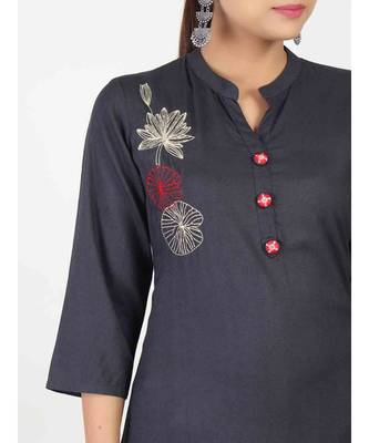 Black Straight kurta With Embroidery Work 5