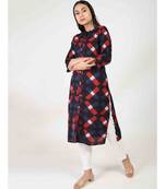 Blue Cotton Straight Kurti