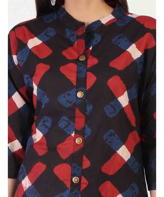 Blue Cotton Straight Kurti 4
