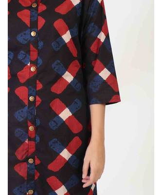 Blue Cotton Straight Kurti 5